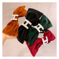 Dongdaemun Koreanischer Retro Britischer Stil Kleiner Duft Samt Bowknot Strass Brief All-match Stirnband Haarnadel Dekoration main image 2