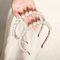 Koreanische Haarschmuck Frauen Netz Rote Perle Stirnband All-match Damen Retro Druck Haarkarte Ausgehen Persönlichkeit Kopf Bedeckungen Foto Schmuck main image 2