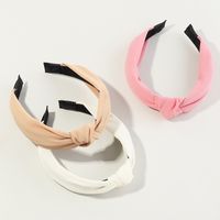Simple Wide-sided Knotted New Solid Color Fabric Cross Headband Ladies Head Jewelry Wholesale main image 3