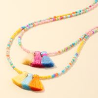 Heiß Verkaufte Europäische Und Amerikanische Beliebte Böhmische Kinder Halskette Hand Gefertigte Farbige Reis Perlen Quaste Halskette main image 1