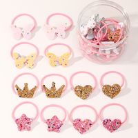 Hot Sale Children's Simple Glossy Pink Hair Rope Set Boxed High Elastic Flower Cartoon Rubber Band Set main image 5