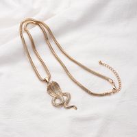 Hot-selling Exaggerated Metal Long Alloy Simple Diamond Snake Necklace main image 3
