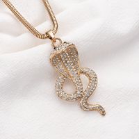 Hot-selling Exaggerated Metal Long Alloy Simple Diamond Snake Necklace main image 5