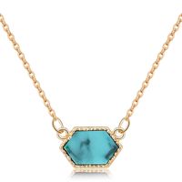 Fashion Simple Multicolor Crystal Cluster Turquoise Diamond Pendant Necklace sku image 4