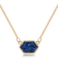 Fashion Simple Multicolor Crystal Cluster Turquoise Diamond Pendant Necklace sku image 6