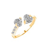 Simple Geometric Opening Hollow Gold Shiny Copper Micro-encrusted Zircon Ring sku image 6