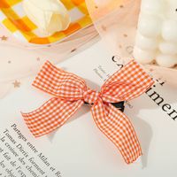 Candy Color Plaid Bow Hairpin Cute Bangs Clip Hairpin Side Clip Wholesale Nihaojewelry sku image 1