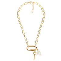 Fashion Link Buckle Special-shaped Pearl Alloy Clavicle Chain Necklace For Women sku image 1