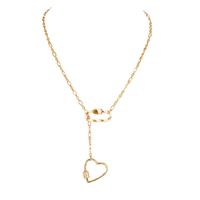 Fashion Single Layer Peach Heart Carabiner Fashion Color Link Buckle Necklace sku image 1