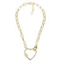 Fashion Hundred Matching Decoration Love Alloy Peach Heart Carabiner Golden Necklace For Women sku image 1
