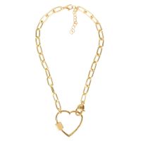 Moda Cien Decoración A Juego Amor Aleación Melocotón Corazón Mosquetón Collar Dorado Para Mujer sku image 1