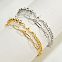 Korean Fashion Titanium Steel Five-pointed Star Niche Jewelry Double-layer Wild Jewelry Bracelet For Women main image 3
