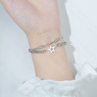 Korean Fashion Titanium Steel Five-pointed Star Niche Jewelry Double-layer Wild Jewelry Bracelet For Women main image 5