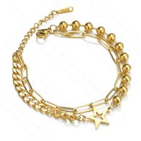 Korean Fashion Titanium Steel Five-pointed Star Niche Jewelry Double-layer Wild Jewelry Bracelet For Women main image 6