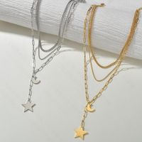 304 Stainless Steel 18K Gold Plated Plating Star Titanium Steel Necklace main image 3