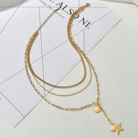 304 Stainless Steel 18K Gold Plated Plating Star Titanium Steel Necklace main image 5