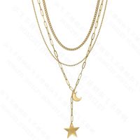 304 Stainless Steel 18K Gold Plated Plating Star Titanium Steel Necklace main image 6