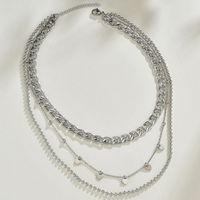 Retro Stainless Steel Port Three-layer Multiple Love Versatile One-piece Hair Necklace Pendant main image 3