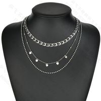 Retro Stainless Steel Port Three-layer Multiple Love Versatile One-piece Hair Necklace Pendant main image 4