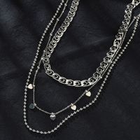 Retro Stainless Steel Port Three-layer Multiple Love Versatile One-piece Hair Necklace Pendant main image 5