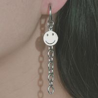 Smiley Face Long Chain Titanium Steel Earrings  Wholesale Nihaojewelry main image 4