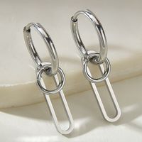 Retro New Simple Circle  Stainless Steel  Pendant Earrings main image 1