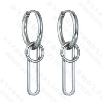 Retro New Simple Circle  Stainless Steel  Pendant Earrings main image 6