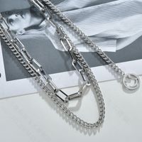 Korean Smiley Face Double-layer Titanium Steel Clavicle Chain Hip Hop Vibrato Necklace main image 3