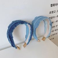 Korean Retro Denim Fold Wild New Cloth Wide Brim Simple Fashion Headband main image 6