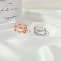 Korean New Double Layer Diamond U-shaped Ring Fashion Opening Adjustable Ring Wholesale Nihaojewelry main image 4