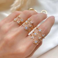 Hot Selling Opal Sunflower Ring Dreamy Simple Sweet Butterfly Open Ring Wholesale Nihaojewelry main image 2
