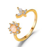 Hot Selling Opal Sunflower Ring Dreamy Simple Sweet Butterfly Open Ring Wholesale Nihaojewelry main image 6
