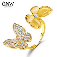 Exaggerated White Pearl Butterfly  Fashion Adjustable Opening Ring Wholesale main image 1