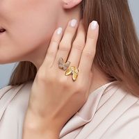 Exaggerated White Pearl Butterfly  Fashion Adjustable Opening Ring Wholesale main image 3
