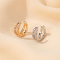 Wholesale Jewelry Simple Style U Shape Copper Artificial Gemstones Plating Earrings main image 3