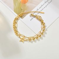 Korean Fashion Titanium Steel Five-pointed Star Niche Jewelry Double-layer Wild Jewelry Bracelet For Women sku image 2