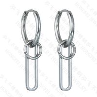 Retro New Simple Circle  Stainless Steel  Pendant Earrings sku image 1