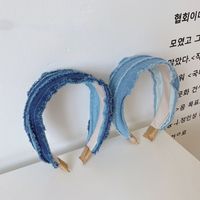 Korean Retro Denim Fold Wild New Cloth Wide Brim Simple Fashion Headband sku image 1