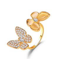 Exaggerated White Pearl Butterfly  Fashion Adjustable Opening Ring Wholesale sku image 1