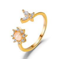 Hot Selling Opal Sunflower Ring Dreamy Simple Sweet Butterfly Open Ring Wholesale Nihaojewelry sku image 1