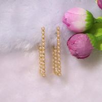 Korean Pure White Gemstone Inlaid Double-layer Vertical Bar Fashion Creative Earrings Wholesale Nihaojewelry main image 3