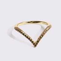 Hot Selling Copper Fashion Gold Plated Colored Zircon Ring V Type Ring Wholesale Nihaojewelry main image 6