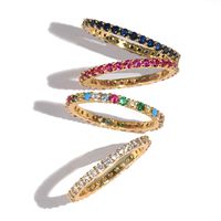 Hot-selling Copper Ring Fashion Gold-plated Color Zircon Ring Wholesale Nihaojewelry main image 1