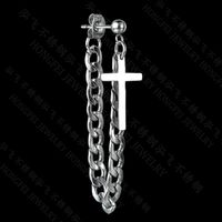 Korean Cross Chain Round Fashion Tassel Titanium Steel Earrings For Women Wholesale sku image 1