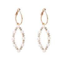 Geometric Colored Gemstone Rice Beads Woven Oval Hollow Alloy Earrings Wholesale Nihaojewelry sku image 1