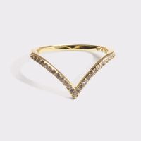 Hot Selling Copper Fashion Gold Plated Colored Zircon Ring V Type Ring Wholesale Nihaojewelry sku image 5