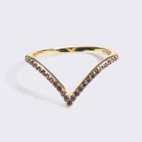 Hot Selling Copper Fashion Gold Plated Colored Zircon Ring V Type Ring Wholesale Nihaojewelry sku image 9