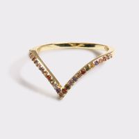 Hot Selling Copper Fashion Gold Plated Colored Zircon Ring V Type Ring Wholesale Nihaojewelry sku image 13