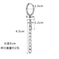 Korean Cross Earrings Chain Titanium Steel Earring Ear Buckle Tassel Earrings Single main image 6