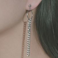 Harajuku Earrings Ring Long Chain Ear Clips Titanium Steel Tassel Jewelry Single main image 5